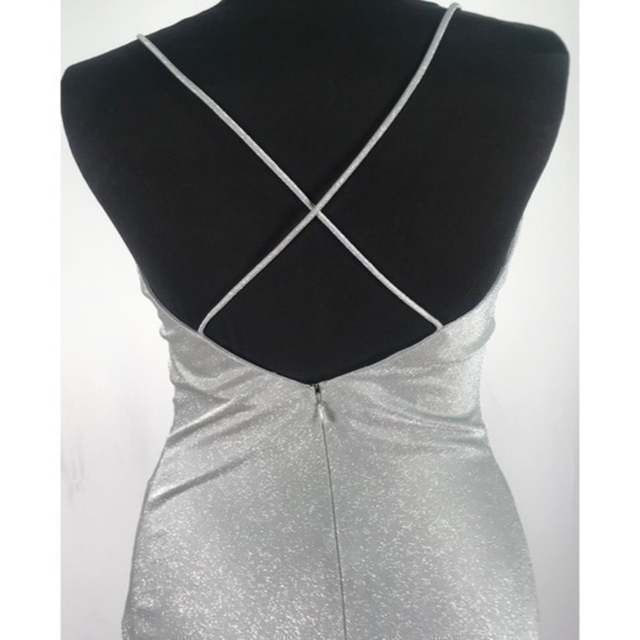 90’s Vintage ‘Dave & Johnny’ Silver Floral Embroidered Bias Cut Maxi Gown - Picture 12 of 14